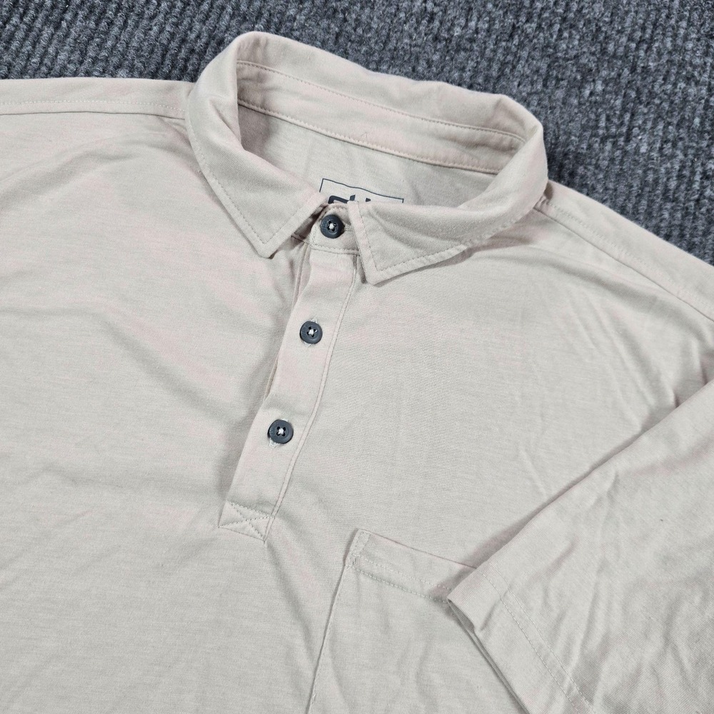 Stio Polo Shirt Mens Large Beige Jersey Pocket Casual Summer Organic Cotton